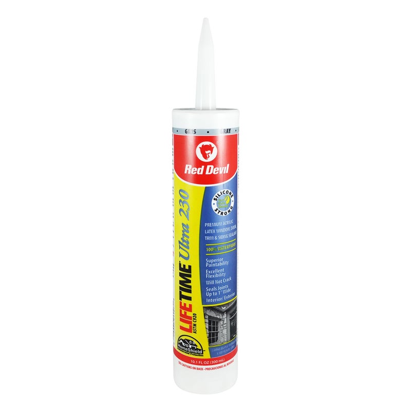 Red Devil 077050 Lifetime Ultra Premium Elastomeric Acrylic Latex Sealant, 10.1 oz., Gray, 1 Pack - Image 1